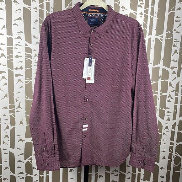 Cactus Man Ricky Singh Plum Navy Polka Dot Poplin Floral Cuff Shirt XL/44 - Picture 6 of 7